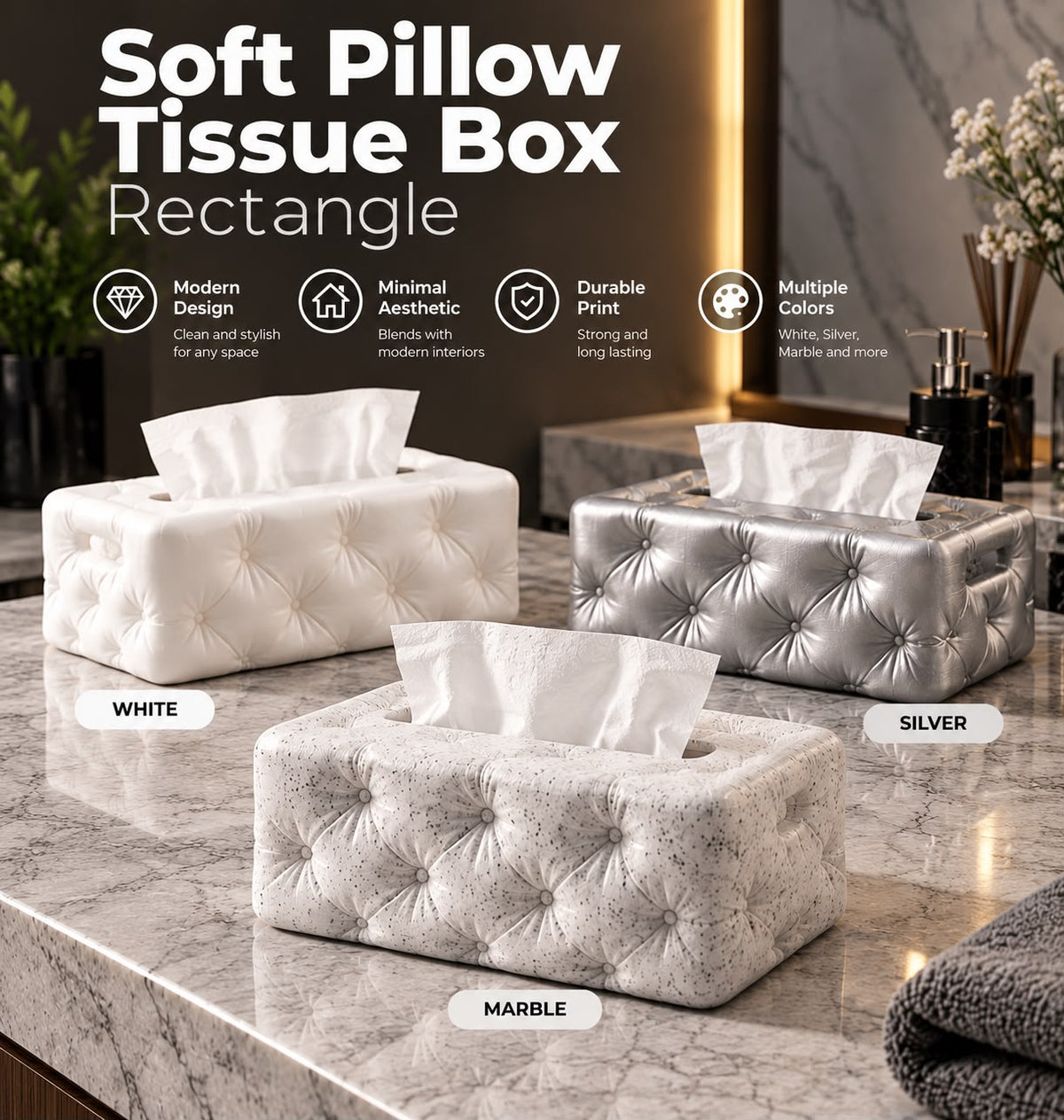 Soft Pillow-Style Tissue Box